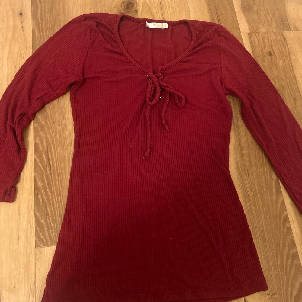 Heart Hips Deep Red Long Sleeve Top